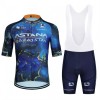Completo Maglia + Pantaloncino con bretelle 2024 Astana Qazaqstan Manica Corta Blu